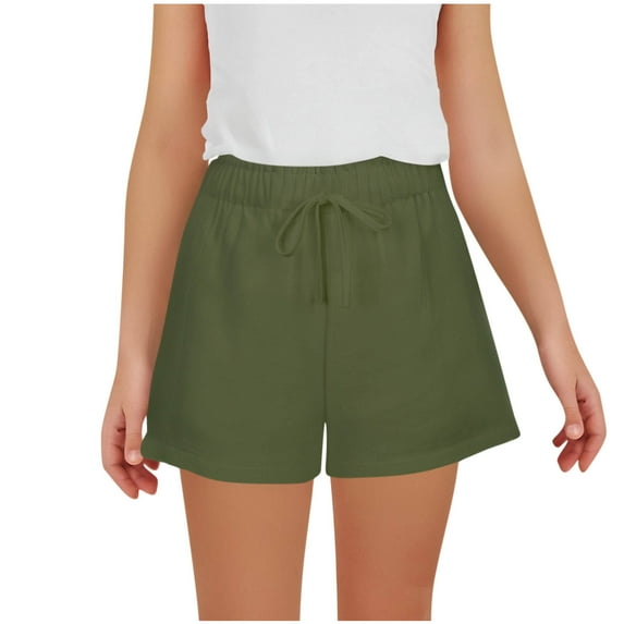 AINIYS Kids High Waisted Lounge Shorts Wide Waistband Cozy with Elastic Waist Closure for Home Relaxation and Sleepwear Green 13 Years