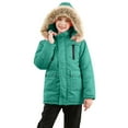 thumbnail image 1 of AINIYS Kids' Hooded Parka Jacket with Faux Fur Trim Zipper Closure Multi-Pocket Warm Winter Outdoor Coat Green 3 Years, 1 of 9