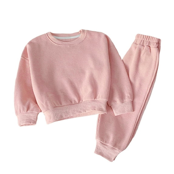 AINIYS Kids -Knit Outfit Set Sweatshirt & Pants Children's Clothing for Daily & Loungewear Pink 4 Years