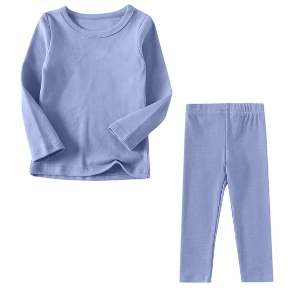 AINIYS Kids Light Thermal Set Long Sleeve Top & Leggings Outfit Soft Breathable Children's Clothing for Daily & Sleepwear Navy 4 Years
