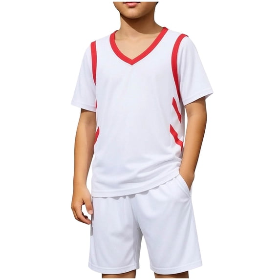 AINIYS Kids' Outfit Set Big Kid Crew Neck Elastic Waist Athletic Wear High Quality Material For Lasting Wear White 4-5 Years