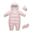 thumbnail image 1 of AINIYS Kids Padded Snowsuit Set with Hooded Neckline, Zip Closure, Warm Design with Booties Children's Clothing for Winter & Outdoor Wear Pink 6 Months, 1 of 7