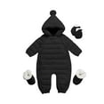 thumbnail image 1 of AINIYS Kids Padded Snowsuit Set with Hooded Neckline, Zip Closure, Warm Design with Booties & Mitts Children's Clothing for Winter & Outdoor Wear Black 0 Months, 1 of 7