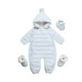thumbnail image 1 of AINIYS Kids Padded Snowsuit Set with Hooded Neckline, Zip Closure, Warm Design with Booties & Mitts Children's Clothing for Winter & Outdoor Wear Light Blue 18 Months, 1 of 7
