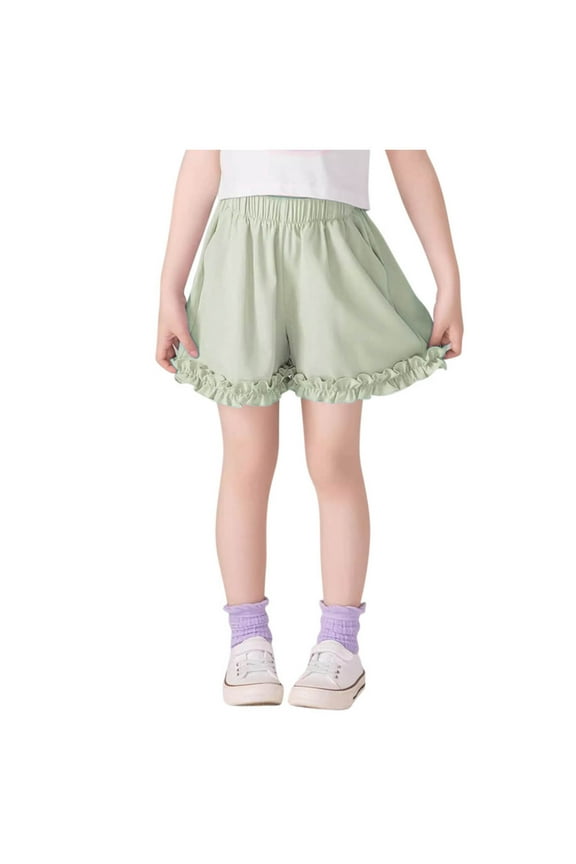 Kids Pleated Skirt Shorts Flared Hem Lightweight with Elastic Waist Closure for School Activities and Special Events Green 12 Years