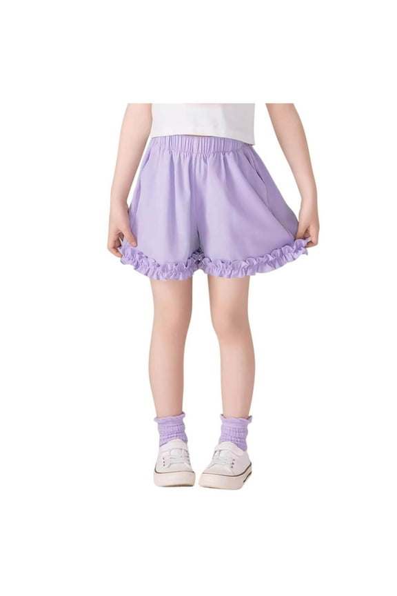 Kids Pleated Skirt Shorts Flared Hem Lightweight with Elastic Waist Closure for School Activities and Special Events Purple 12 Years