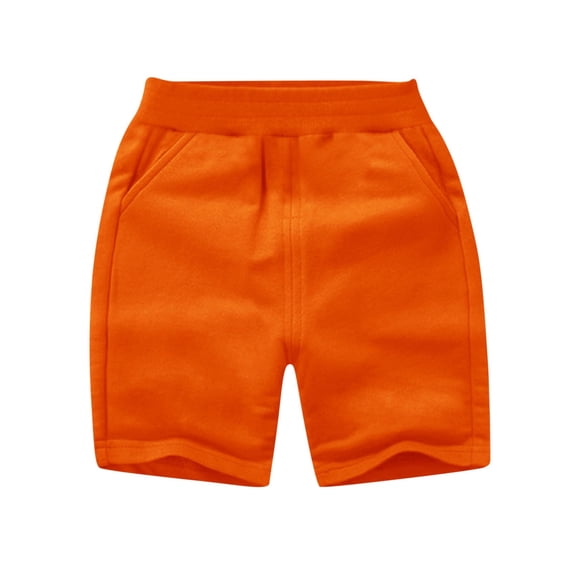 AINIYS Kids Ribbed Waist Lounge Shorts Stretch Fabric Cozy with Elastic Waist Closure for Sleepwear and Relaxation Time Orange 3 Years