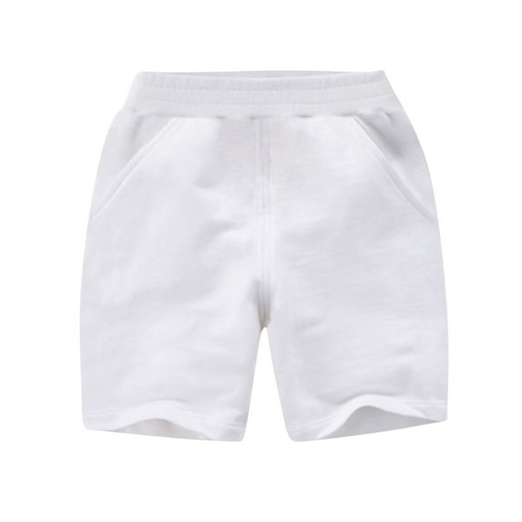 AINIYS Kids Ribbed Waist Lounge Shorts Stretch Fabric Cozy with Elastic Waist Closure for Sleepwear and Relaxation Time White 5 Years
