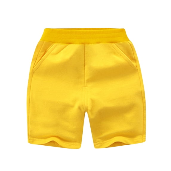 AINIYS Kids Ribbed Waist Lounge Shorts Stretch Fabric Cozy with Elastic Waist Closure for Sleepwear and Relaxation Time Yellow 1 Years