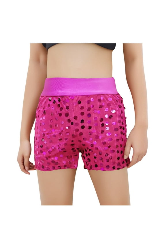Kids Sequin Party Shorts Shiny Details Eye Catching with Elastic Waist Closure for Special Events and Performances Pink 7 Years