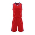 thumbnail image 1 of AINIYS Kids Sleeveless Crew Neck Pullover Athletic Moisture Wicking Durable Two Piece Jersey And Shorts Set For Sports Training Team Play Red 8 Years, 1 of 9