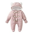 thumbnail image 1 of AINIYS Kids Toggle Snowsuit with Ear Hood & Mittens Children's Clothing for Winter & Outdoor Wear Pink 0 Months, 1 of 7