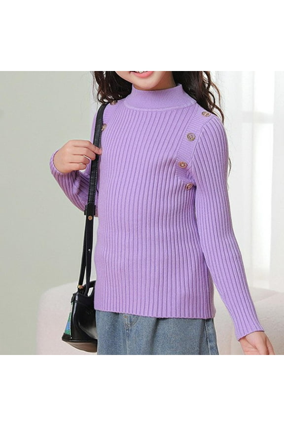 Kids Vintage Fall and Winter Sweater Turtle Neck 4-5 Years Girls Children Fashion Clothes Solid Color Warm Knitting Tops for 2025 Long Sleeve Casual Loose Pullover Basic Tees Sweater