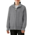 thumbnail image 1 of AINIYS Kids and Boys Full Zip Knit Cardigan Lapel Sweater Kids Classic Soft Lightweight Solid Knit Sweater Gray 2 Years, 1 of 9