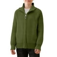 thumbnail image 1 of AINIYS Kids and Boys Full Zip Knit Cardigan Lapel Sweater Kids Classic Soft Lightweight Solid Knit Sweater Green 11 Years, 1 of 9