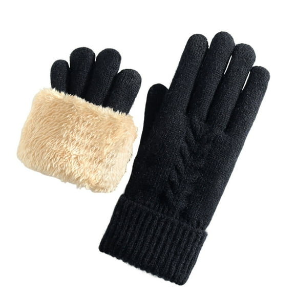 AINIYS Knitted Touchscreen Gloves Fleece-Lined Warm Gloves for Winter Cold Weather Outdoor Daily Wear & Tech-Friendly Accessory Black Free Size