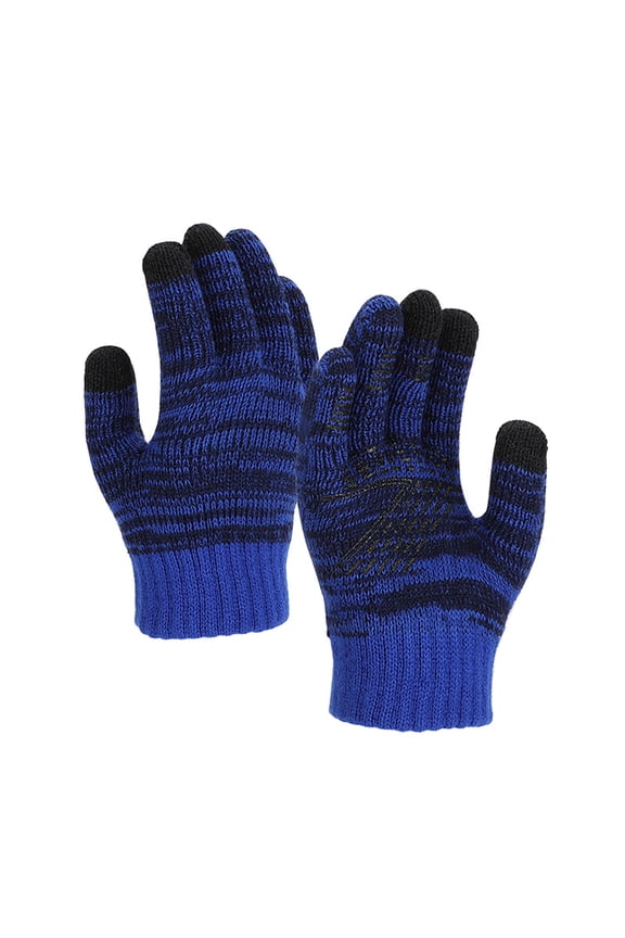 Knitted Touchscreen Gloves Grip-Patterned Warm Gloves for Winter Cold Weather Outdoor Daily Use & Non-Slip Tech-Compatible Accessory Blue Free Size