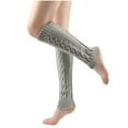 thumbnail image 1 of AINIYS Lady Winter Warm Leg Warmer Cable Knitted Crochet Long Socks Long Boot Socks Knit Warm Leg Warmers Gray Free Size, 1 of 5