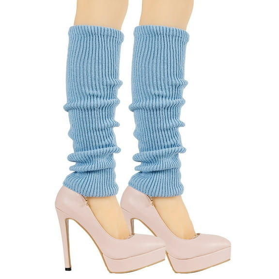AINIYS Leg Warmers for Women Fashion Knit Long Socks Sports Party Yoga Accessories Ribbed Knitted Leg Warmers Light Blue Free Size