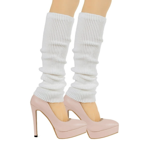 AINIYS Leg Warmers for Women Fashion Knit Long Socks Sports Party Yoga Accessories Ribbed Knitted Leg Warmers White Free Size