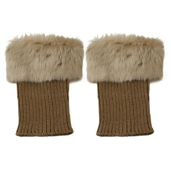 AINIYS Leg Warmers for Women Soft Plush Knit Short Socks High Elasticity Versatile Fashion Accessory Daily Cozy Warmth Khaki Free Size