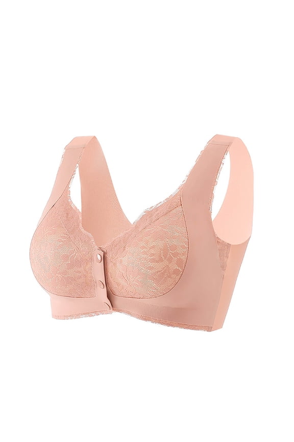 Lift and Support Push-Up Bra Plus Size Armpit Fat Control Bra Secure Fit Bra for Women Breathable Everyday Bras Bralette Front Clousure Cleavage Bra Pink XXL