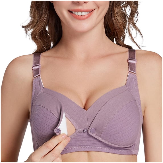 AINIYS Lift and Support Push-Up Bra Secure Fit Bra for Women Cotton Bralette Breathable Everyday Bras Maternity Nursing Bra Anti-Sagging Bra Front Clousure Cleavage Bra Purple 75