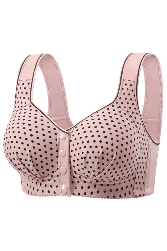 Lift and Support Push-Up Bra Soft Cup Bra Wireless Plus Size Easy Off Bra with Wide Straps Bralette Front Closure Secure Fit Bra for Women Breathable Everyday Bras Cleavage Bra Pink 36