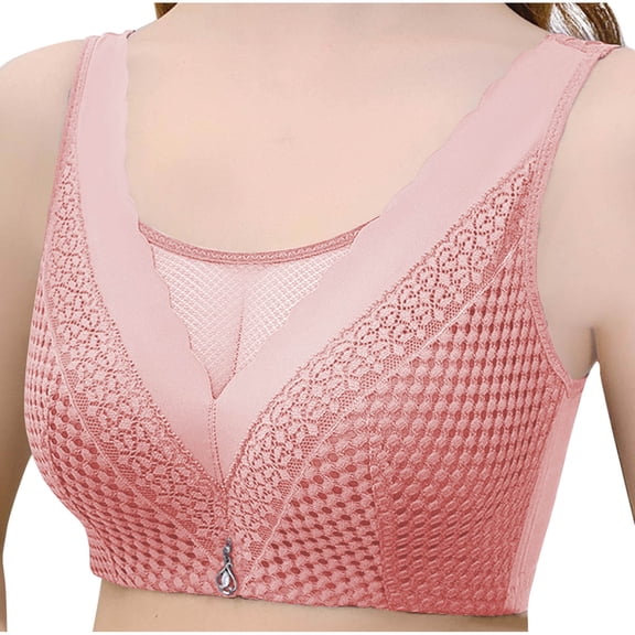 AINIYS Lift and Support Push-Up Bra Secure Fit Bra for Women Anti-Sagging Bra Breathable Everyday Bras Floral Lace Cleavage Bra Bralette Pink 38