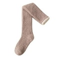 thumbnail image 1 of AINIYS Long Fuzzy Socks for Women and Girls Soft Long Thigh High Warm stockings Cozy Plush Socks Coffee Free Size, 1 of 4