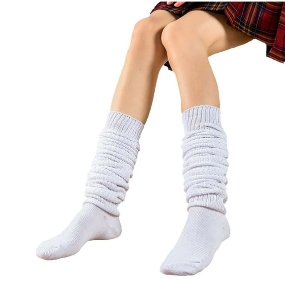 AINIYS Loose Socks Cute Style Student Girl's Socks Leg Warmer Slouch Cotton Warmer Leg Socks White XL
