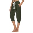 thumbnail image 1 of AINIYS Mid Rise Multi Pocket Cargo Capris Pants for Women Outdoor Hiking Casual Army Green L, 1 of 5