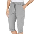 thumbnail image 1 of AINIYS Mid Rise Multi Pocket Cargo Capris Pants for Women Outdoor Hiking Casual Gray L, 1 of 5
