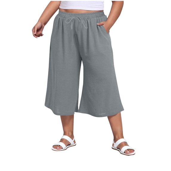 AINIYS Mid Rise Soft Relaxed Capris Pants for Women Home Casual Daily Errands Gray XXXL