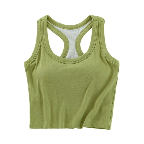 AINIYS Pajamas Tops Secure Fit Bra for Women Solid Color Tank Tops Cotton Racer Back Padded Bra Breathable Everyday Bras Camisole Tops Built in Bra  Bralette Sleeveless Lounge Shirts Green XL