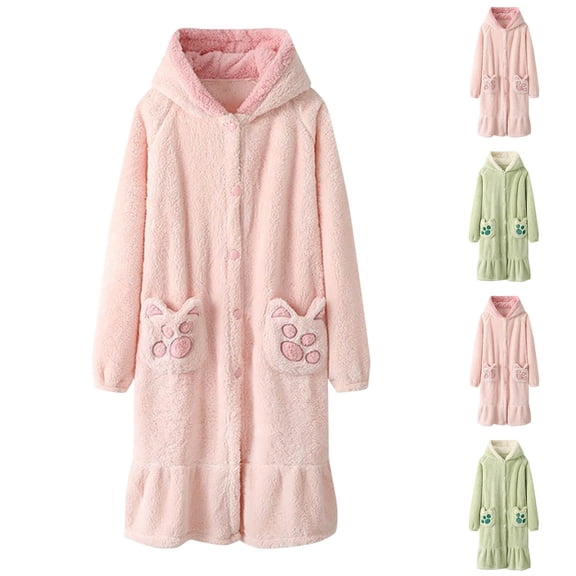 AINIYS Pineapple Plaid Bathrobe Long Sleeve Velvet Absorbent Drying Strap for Women Sleepwear Cozy Home Wear Green L