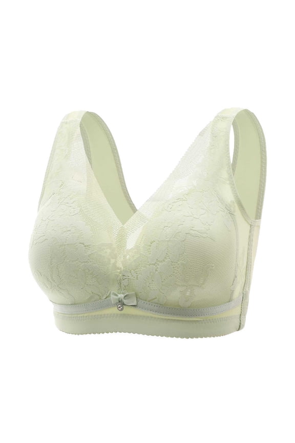 Plus Size Armpit Fat Control Bra Soft Cup Bra Wireless Floral Lace Cleavage Bra Bralette Lift and Support Push-Up Bra Breathable Everyday Bras Secure Fit Bra for Women Green 38