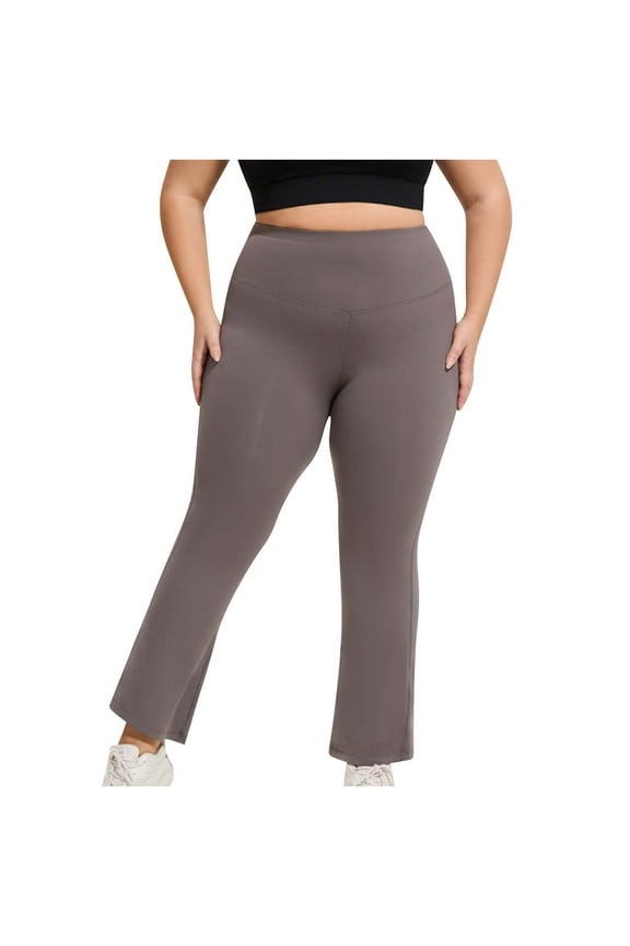 Plus Size Flare Leggings for Women High Waist Lift the Hips Yoga Bottom Workout Leggings Pants Brown L