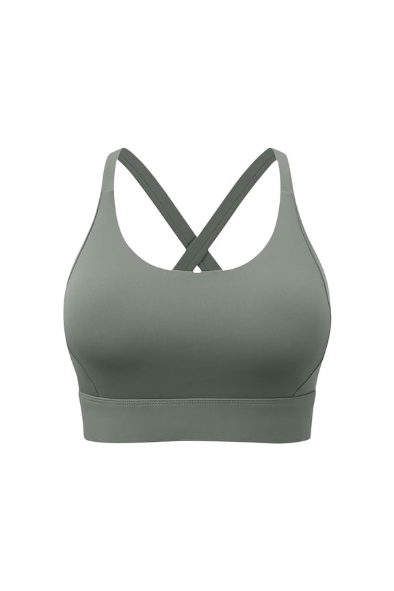 Plus Size Moisture-Wicking Workout Gym Athletic Fitness Bra Wireless Strappy L Breathable Everyday Bras Women's Criss Cross Back Quick-Dry Bra Sports Yoga Bra Bralette Green XXL