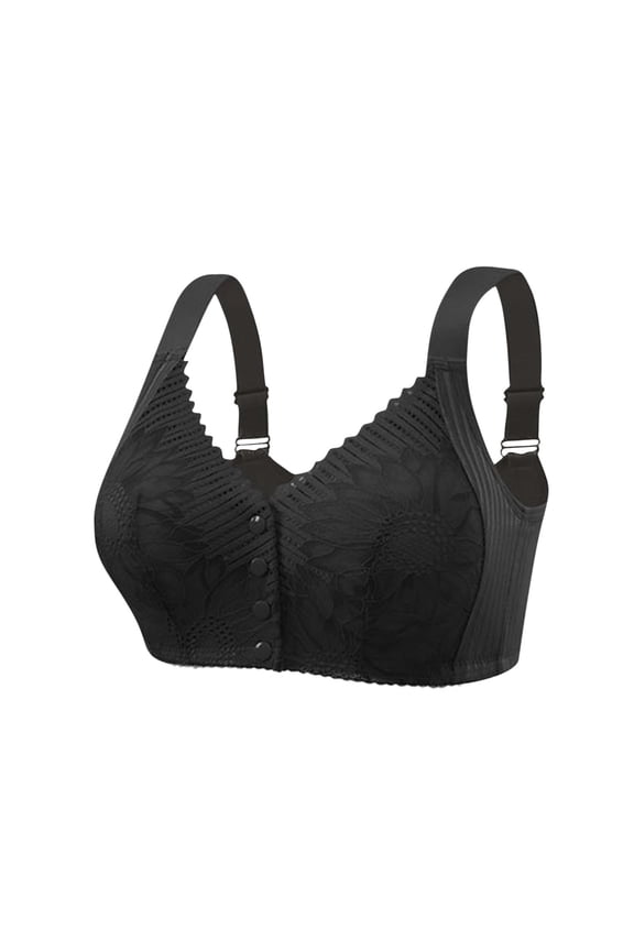 Plus Size Seamless Soft Cup Bra Wireless Floral Lace Lightweight T-Shirt Bra Secure Fit Bra for Women Breathable Everyday Bras Bralette Black XXXL