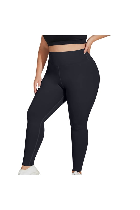Plus Size Yoga Leggings for Women High Waisted Conceal Tummy Buttery Super Soft Yoga Pants for Workout Running Black XL