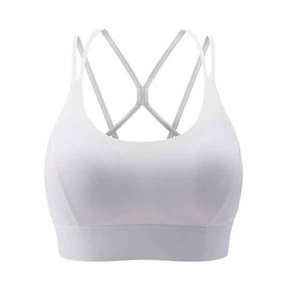 AINIYS Quick-Dry Bra Workout Gym Athletic Fitness Bra Wireless Strappy L Sports Yoga Bra Bralette Women's Criss Cross Back Plus Size Moisture-Wicking Breathable Everyday Bras White S