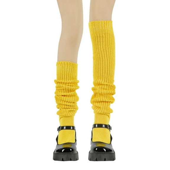 AINIYS Ribbed Knitted Leg Warmers for Women Japanese Knee High Leg Socks For Yoga Ballet Dance Girls Winter Long Socks Yellow Free Size