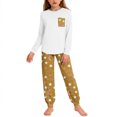 thumbnail image 1 of AINIYS Round Neck Pocket Star Moon Print Jogger Pants Pajama Set Girls Round Neck Pullover Cute Dreamy Sleepwear Outfit Yellow 9 Years, 1 of 9
