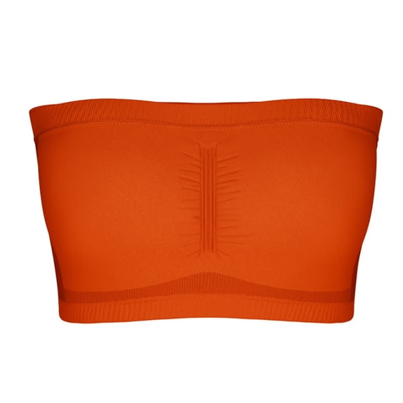 AINIYS Seamless Bandeau Strapless Bras Wireless Breathable Everyday Bras Secure Fit Bra for Women Plus Size Solid Color Tube Top One Shoulder Bandeau Padded Non-Slip Bralette Orange XXXXXXL
