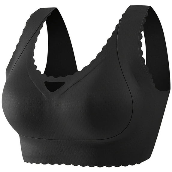 AINIYS Seamless Secure Fit Bra for Women Wide Straps Lightweight T-Shirt Bra Breathable Everyday Bras Bralette Plus Size Black XXXL