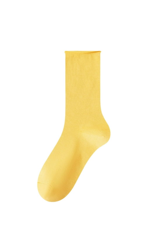 Seamless Socks Women Casual Cotton Socks Lightweight Cotton Casual Sock for Girls Yellow Free Size