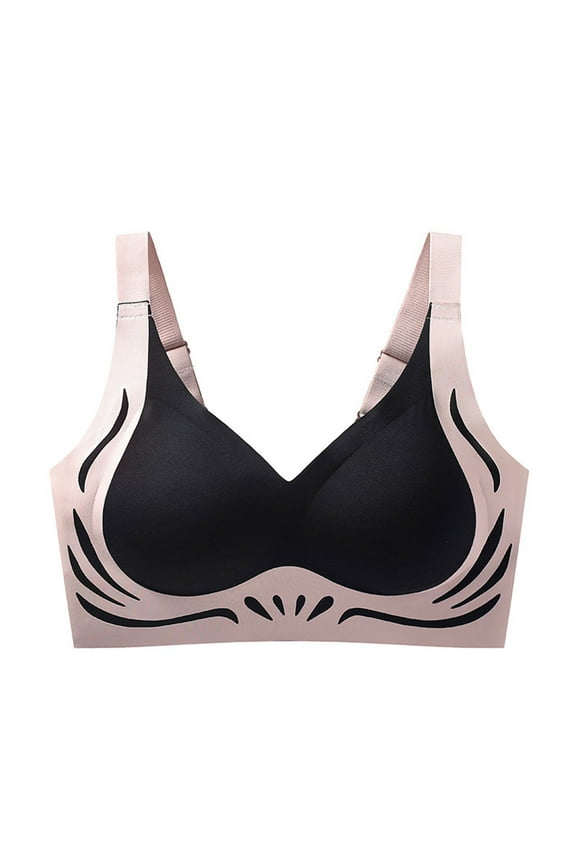 Seamless Soft Cup Bra Secure Fit Bra for Women Wireless Breathable Everyday Bras Cleavage Bra Bralette Plus Size Armpit Fat Control Bra Lift and Support Push-Up Bra Black L
