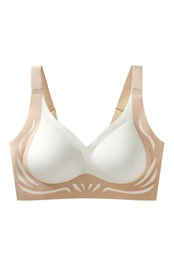 Seamless Soft Cup Bra Secure Fit Bra for Women Wireless Breathable Everyday Bras Cleavage Bra Bralette Plus Size Armpit Fat Control Bra Lift and Support Push-Up Bra White XXXL