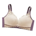 thumbnail image 1 of AINIYS Secure Fit Bra for Women Wireless Front Closure Thin Fabric Bralettes Soft Cup Bra Floral Lace Bralette Maternity Nursing Bra Breathable Everyday Bras Purple 40/90, 1 of 5
